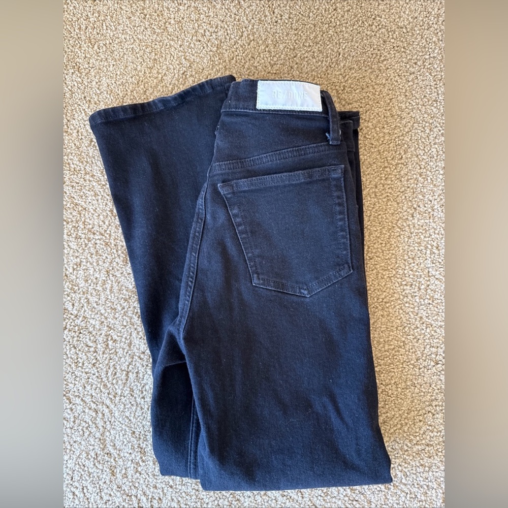 Re/done 1970s crop bootcut black jeans size 25
